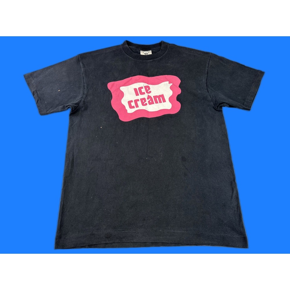 ICE CREAM T Graphic Tee L Black 100% COTTON Crewneck Short Sleeve Shirt BBC